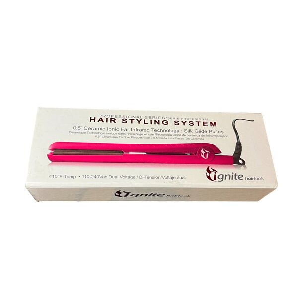 Ignite Pro 0.5" Ceramic Hair Straightener Ionic Far Infrared Silk Glide Plates - Picture 4 of 5